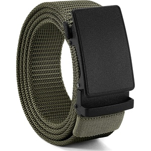 image:imageCHAOREN 15 Nylon Ratchet Belts for Men  Adjustable Casual Work Belt with Slide Buckle  Trim to FitFrosted Matte  Army Green