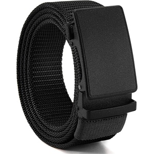 image:imageCHAOREN 15 Nylon Ratchet Belts for Men  Adjustable Casual Work Belt with Slide Buckle  Trim to FitFrosted Matte  Black
