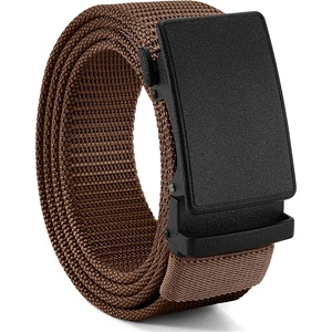 image:imageCHAOREN 15 Nylon Ratchet Belts for Men  Adjustable Casual Work Belt with Slide Buckle  Trim to FitFrosted Matte  Brown