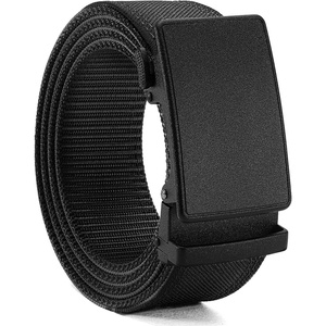 image:imageCHAOREN 15 Nylon Ratchet Belts for Men  Adjustable Casual Work Belt with Slide Buckle  Trim to FitFrosted Matte  Stitched Black