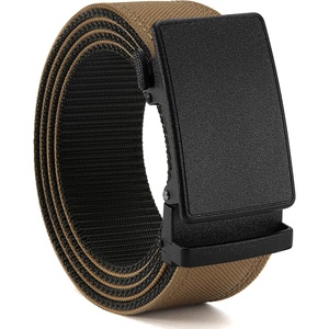 image:imageCHAOREN 15 Nylon Ratchet Belts for Men  Adjustable Casual Work Belt with Slide Buckle  Trim to FitFrosted Matte  Stitched Khaki