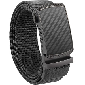 image:imageCHAOREN 15 Nylon Ratchet Belts for Men  Adjustable Casual Work Belt with Slide Buckle  Trim to FitGrey 35mm