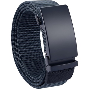 image:imageCHAOREN 15 Nylon Ratchet Belts for Men  Adjustable Casual Work Belt with Slide Buckle  Trim to FitNavy 35mm