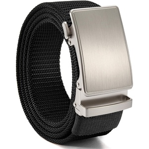image:imageCHAOREN 15 Nylon Ratchet Belts for Men  Adjustable Casual Work Belt with Slide Buckle  Trim to FitSilver  Black