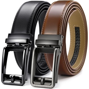 image:imageCHAOREN Click Belts for Men 2 Pack  Mens Ratchet Leather Belt 1 38 for Dress and Casual  Micro Adjustable Belt FitBlackCognac