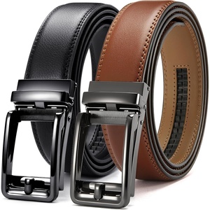 image:imageCHAOREN Click Belts for Men 2 Pack  Mens Ratchet Leather Belt 1 38 for Dress and Casual  Micro Adjustable Belt FitBlackTan