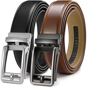 image:imageCHAOREN Click Belts for Men 2 Pack  Mens Ratchet Leather Belt 1 38 for Dress and Casual  Micro Adjustable Belt FitSilverCognac