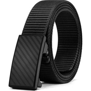 image:imageCHAOREN Nylon Ratchet Belts for Men  Adjustable Web Belt  Automatic Slide Buckle for Casual Golf WorkCarbon Fiber Black