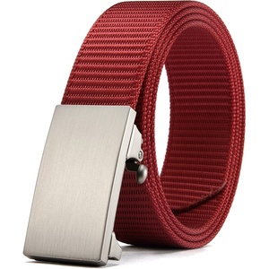 image:imageCHAOREN Nylon Ratchet Belts for Men  Adjustable Web Belt  Automatic Slide Buckle for Casual Golf WorkRed