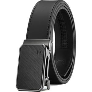 image:imageCHAOREN Ratchet Belt Men  35mm Mens Belt Leather for Casual Jeans  Versatile Fit Customizable StyleCarbon Fiber  Black
