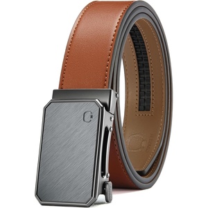 image:imageCHAOREN Ratchet Belt Men  35mm Mens Belt Leather for Casual Jeans  Versatile Fit Customizable StyleGrey Metal  Tan