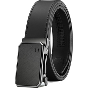 image:imageCHAOREN Ratchet Belt Men  35mm Mens Belt Leather for Casual Jeans  Versatile Fit Customizable StyleGun Metal  Black