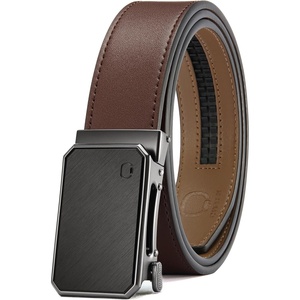 image:imageCHAOREN Ratchet Belt Men  35mm Mens Belt Leather for Casual Jeans  Versatile Fit Customizable StyleGun Metal  Dark Brown