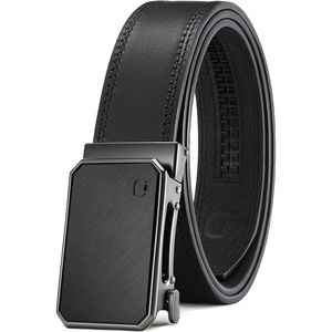 image:imageCHAOREN Ratchet Belt Men  35mm Mens Belt Leather for Casual Jeans  Versatile Fit Customizable StyleGun Metal  Full Grain Black