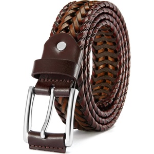 image:imageCHAOREN Mens Braided Leather Belt Casual Woven Leather Belt for Men 35mm Width for Dress Jeans GolfGradient Brown