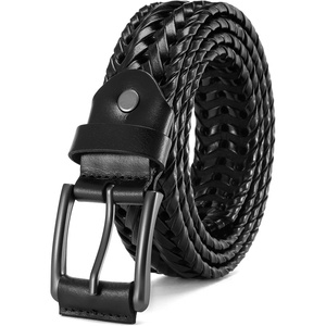 image:imageCHAOREN Mens Braided Leather Belt Casual Woven Leather Belt for Men 35mm Width for Dress Jeans GolfGun