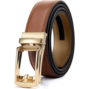 image:imageCHAOREN Mens Dress Belt  Ratchet Belt Leather 1 14 Comfort Click  Perfect Companion to Mens Dress ShoesGolden Buckle  Tan