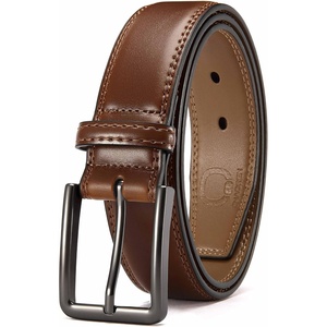 image:imageCHAOREN Mens Leather Belt  1 38 Dress Belt for Business amp Casual Wear  Reinforced Stitching Classic Style Comfortable Fit GiftBoxed Pairs with Suits Slacks and JeansCognac