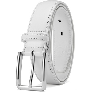 image:imageCHAOREN Mens Leather Belt  1 38 Dress Belt for Business amp Casual Wear  Reinforced Stitching Classic Style Comfortable Fit GiftBoxed Pairs with Suits Slacks and JeansWhite