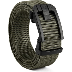 image:imageCHAOREN Ratchet Tactical Belt Men  15 Adjustable Nylon Work Belt  Quick Release Slide Buckle Heavy Duty Support for EDC Military Hiking Trim to FitFrosted Matte  Army Green