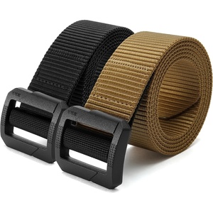 image:imageCHAOREN Tactical Belt Men  Nylon EDC Belt for Military CCW  QuickRelease Buckle Frayresistant Tail Reliable Support for Duty Work HikingMetal Free Black  Coyote Brown